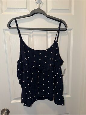 Old Navy Navy Blue Polka Dot Spaghetti Strap Camisole